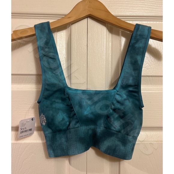 Free People Good Karma Square Neck Tie Dye Bra Blue Peacock - Picture 4 of 10